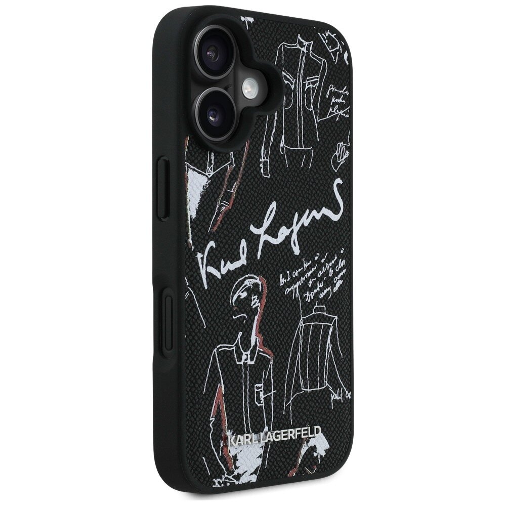 iPhone 16 Karl Lagerfeld Grained Pattern & Logo MagSafe dėklas – juodas 3