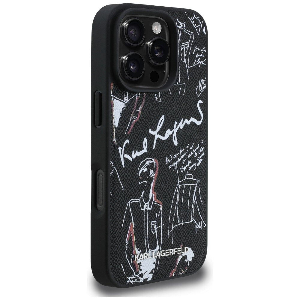 iPhone 16 Pro Karl Lagerfeld Grained Pattern & Logo MagSafe dėklas – juodas 3