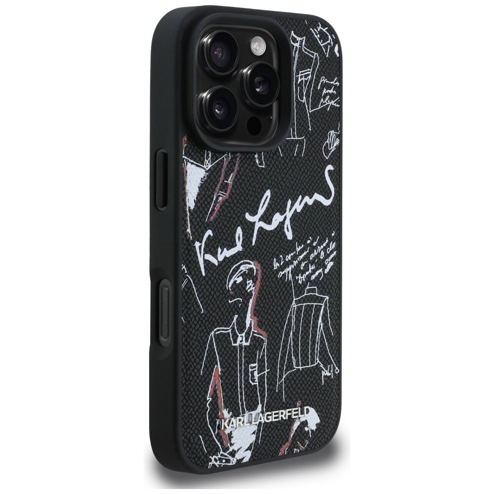 iPhone 16 Pro Max Karl Lagerfeld Grained Pattern & Logo MagSafe dėklas – juodas 3 iPhone 16 Pro Max Karl Lagerfeld Grained Pattern & Logo MagSafe dėklas – juodas 3