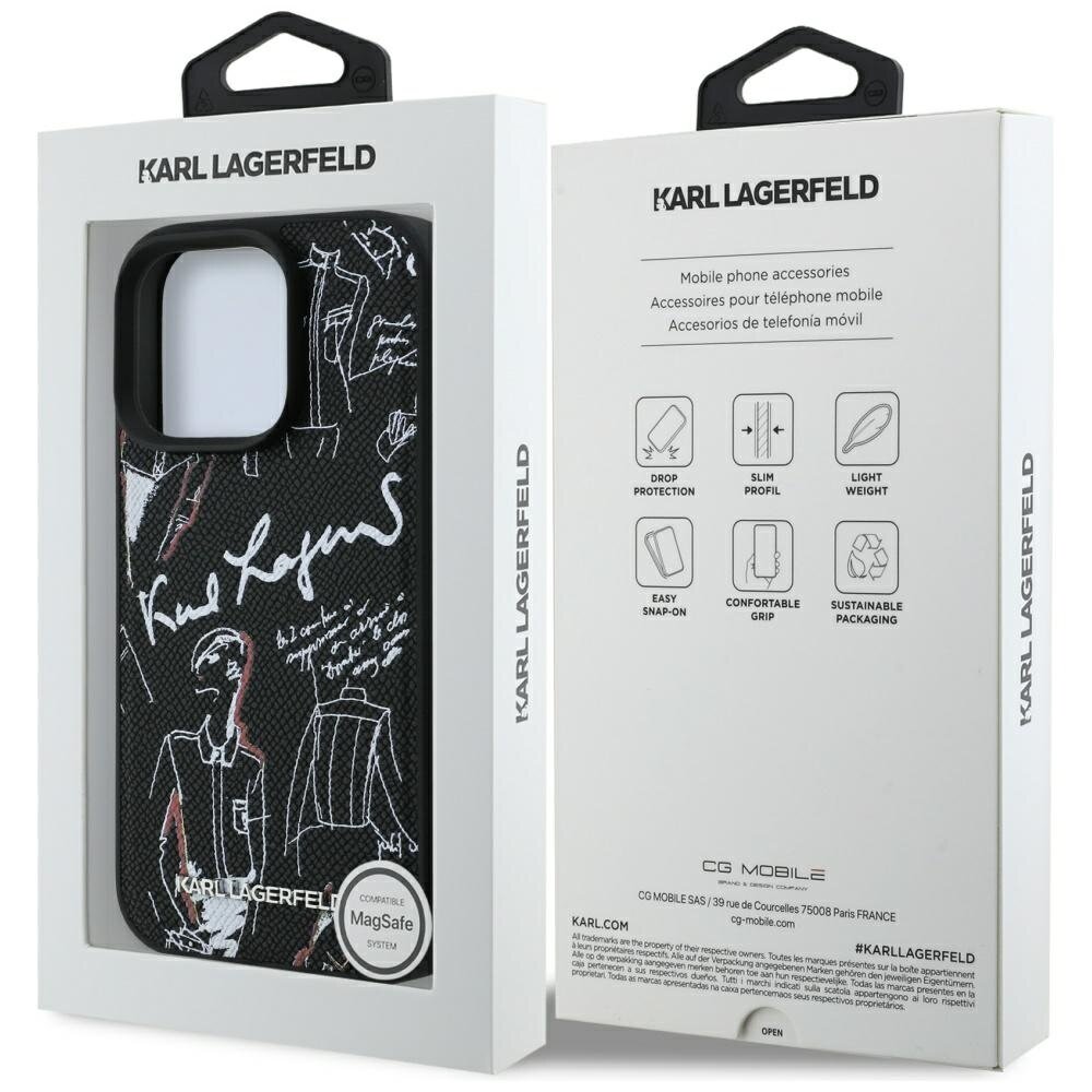 iPhone 16 Pro Max Karl Lagerfeld Grained Pattern & Logo MagSafe dėklas – juodas 7