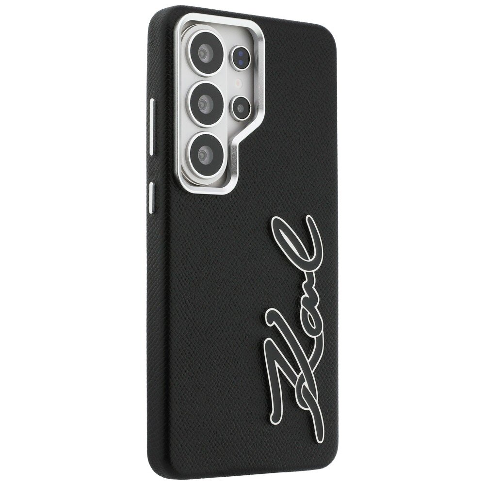 Samsung Galaxy S26 Ultra Karl Lagerfeld Grained Signature Metal Resin Logo dėklas – juodas 3