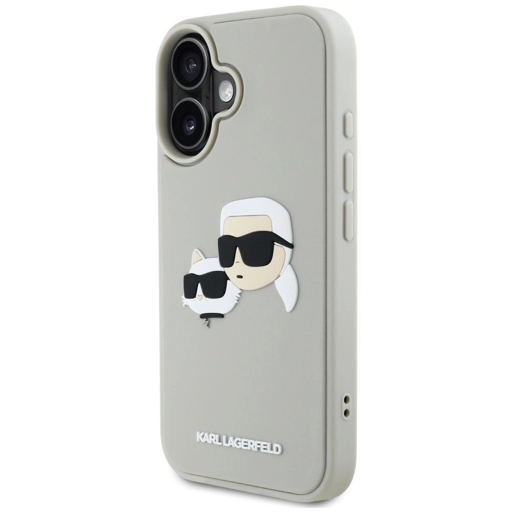 Karl Lagerfeld HC 3D Rubber Double Heads iPhone 16 Dėklas - Beige 1