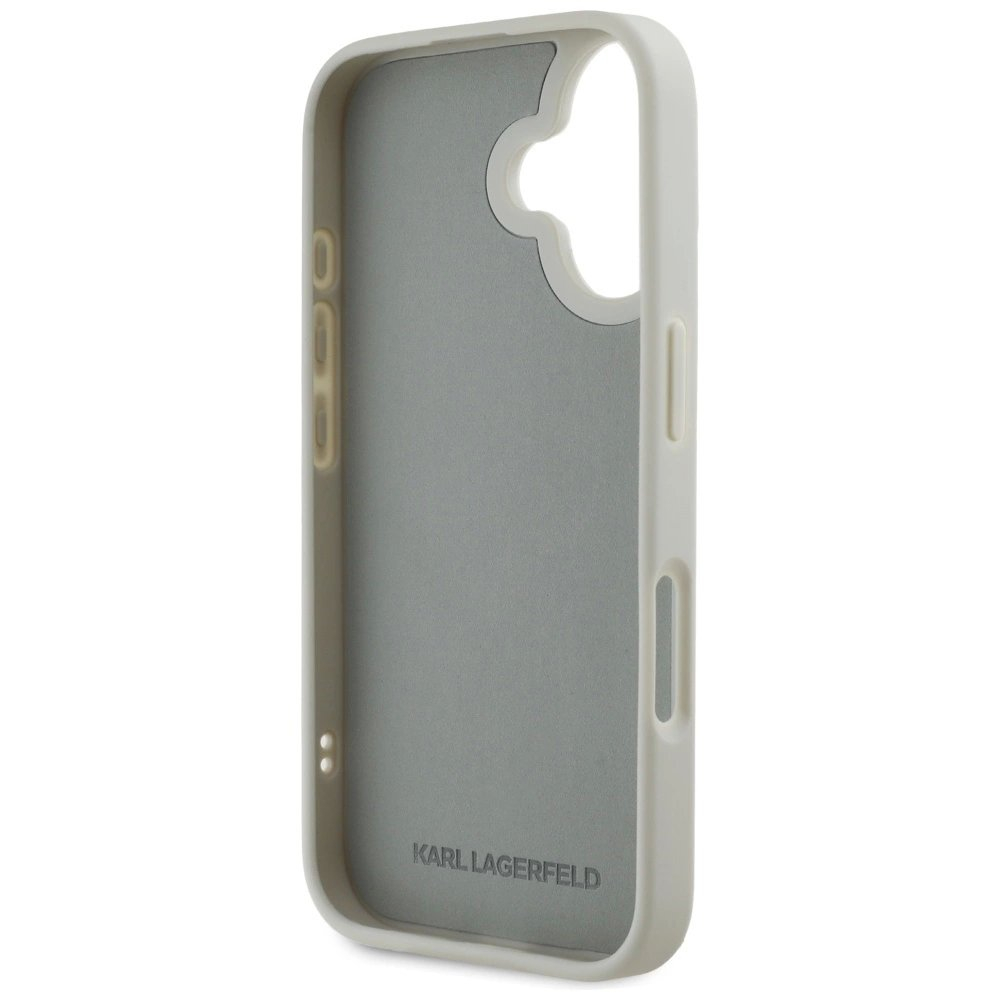Karl Lagerfeld HC 3D Rubber Double Heads iPhone 16 Dėklas - Beige 6
