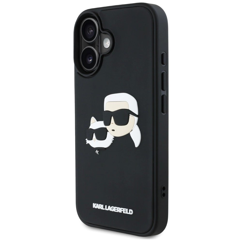 Karl Lagerfeld HC 3D Rubber Double Heads iPhone 16 Dėklas - Juodas 1