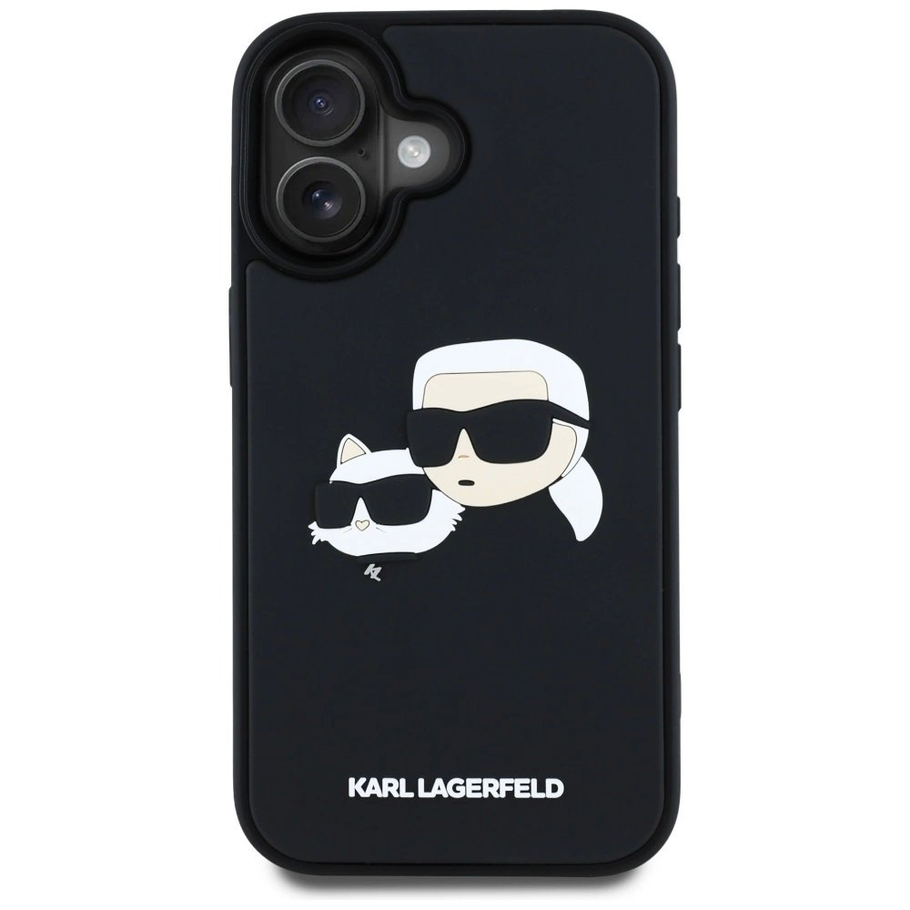 Karl Lagerfeld HC 3D Rubber Double Heads iPhone 16 Dėklas - Juodas 2 Karl Lagerfeld HC 3D Rubber Double Heads iPhone 16 Dėklas - Juodas 2