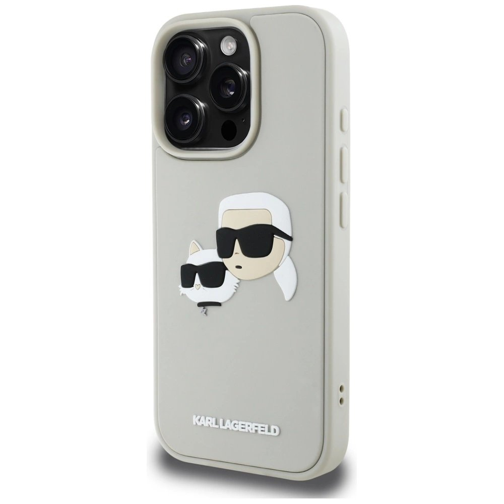 Karl Lagerfeld HC 3D Rubber Double Heads iPhone 16 Pro Max Dėklas - Beige 1 Karl Lagerfeld HC 3D Rubber Double Heads iPhone 16 Pro Max Dėklas - Beige 1
