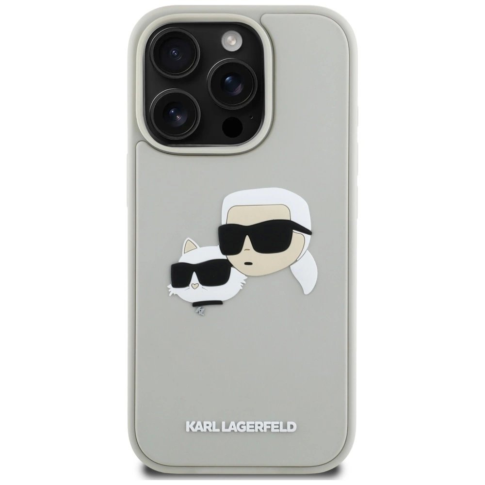 Karl Lagerfeld HC 3D Rubber Double Heads iPhone 16 Pro Max Dėklas - Beige 2 Karl Lagerfeld HC 3D Rubber Double Heads iPhone 16 Pro Max Dėklas - Beige 2
