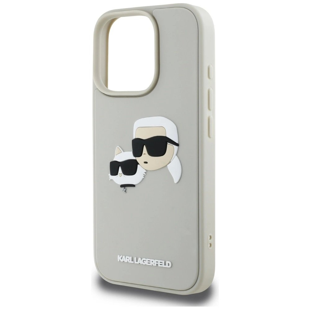 Karl Lagerfeld HC 3D Rubber Double Heads iPhone 16 Pro Max Dėklas - Beige 5