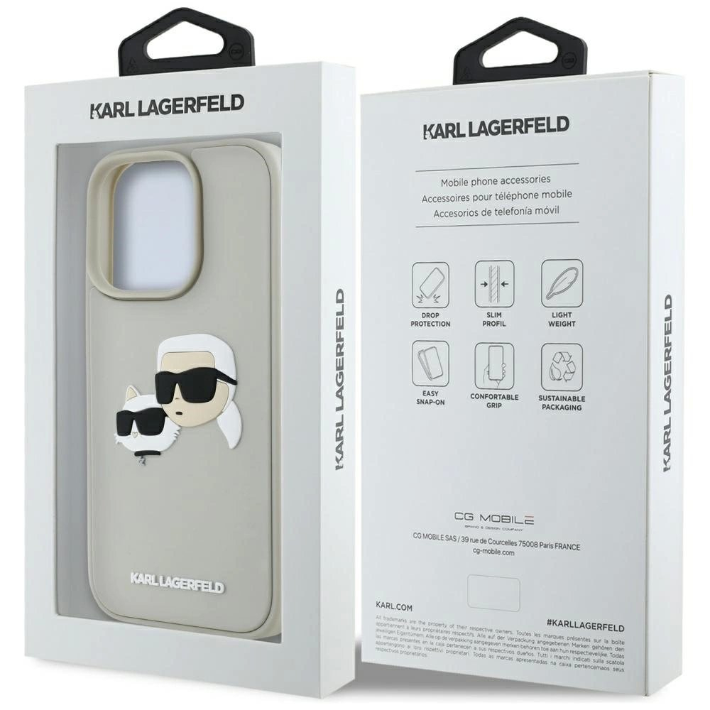 Karl Lagerfeld HC 3D Rubber Double Heads iPhone 16 Pro Max Dėklas - Beige 7