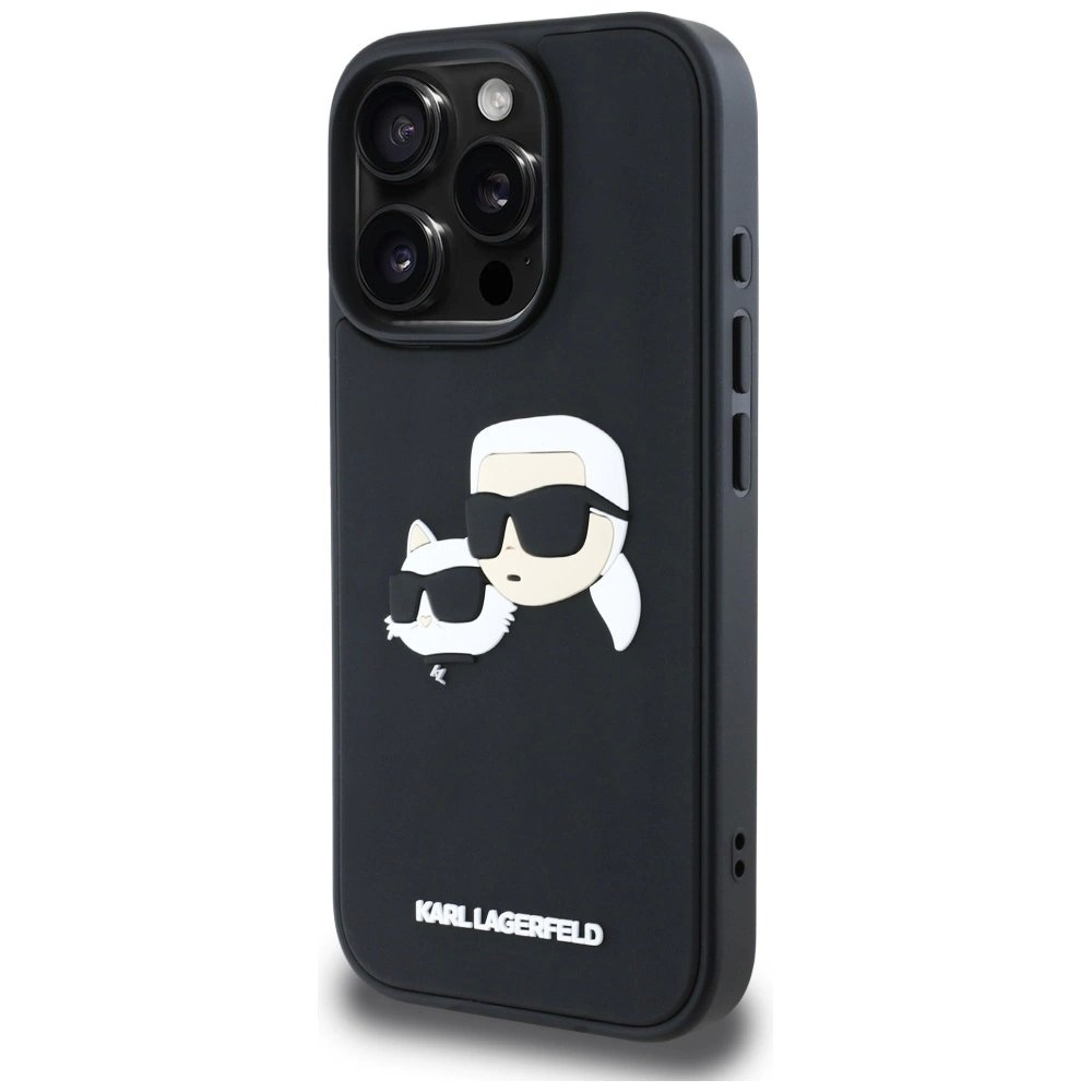 Karl Lagerfeld HC 3D Rubber Double Heads iPhone 16 Pro Max Dėklas - Juodas 1