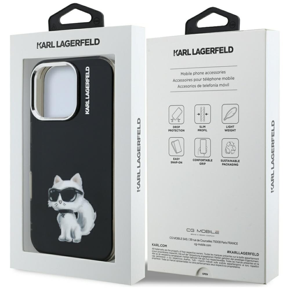 iPhone 16 Pro Max Karl Lagerfeld IML Aquarelle Choupette & Logo dėklas – juodas 7