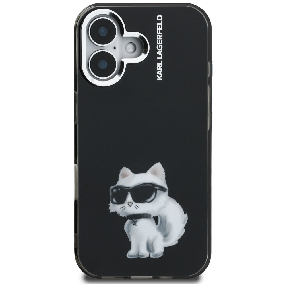 iPhone 16 Karl Lagerfeld IML Aquarelle Choupette & Logo dėklas – juodas 2