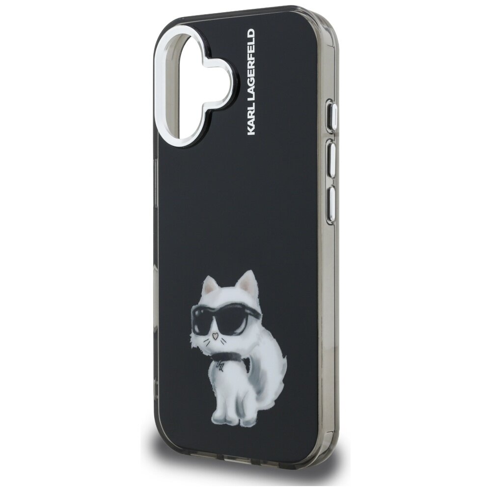 iPhone 16 Karl Lagerfeld IML Aquarelle Choupette & Logo dėklas – juodas 5