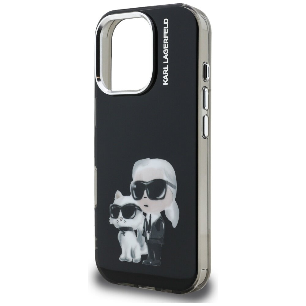 iPhone 16 Pro Max Karl Lagerfeld IML Aquarelle Karl & Choupette & Logo dėklas – juodas 5
