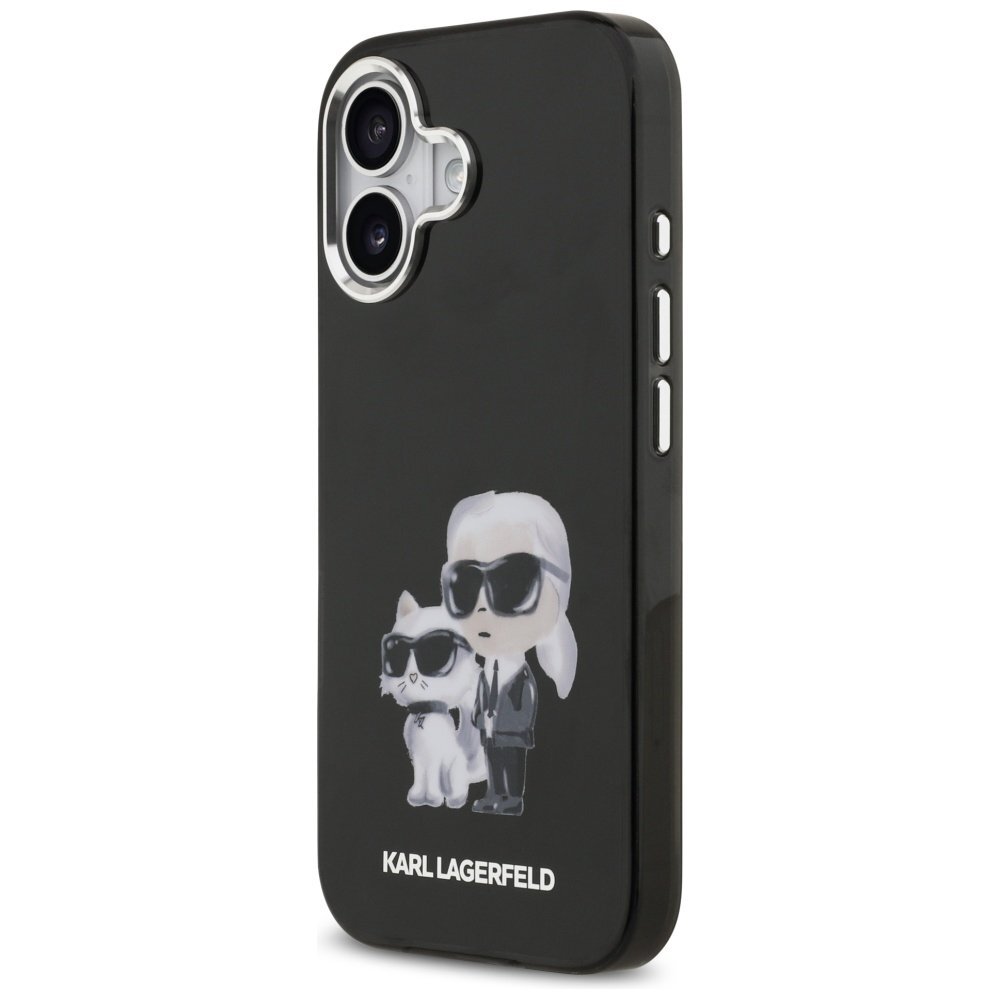 iPhone 17 Karl Lagerfeld IML Aquarelle Karl & Choupette & Logo MagSafe dėklas – juodas 1