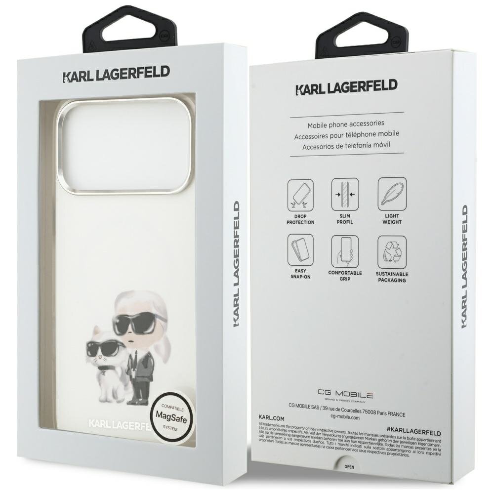 iPhone 17 Pro Max Karl Lagerfeld IML Aquarelle Karl & Choupette & Logo MagSafe dėklas – baltas 7