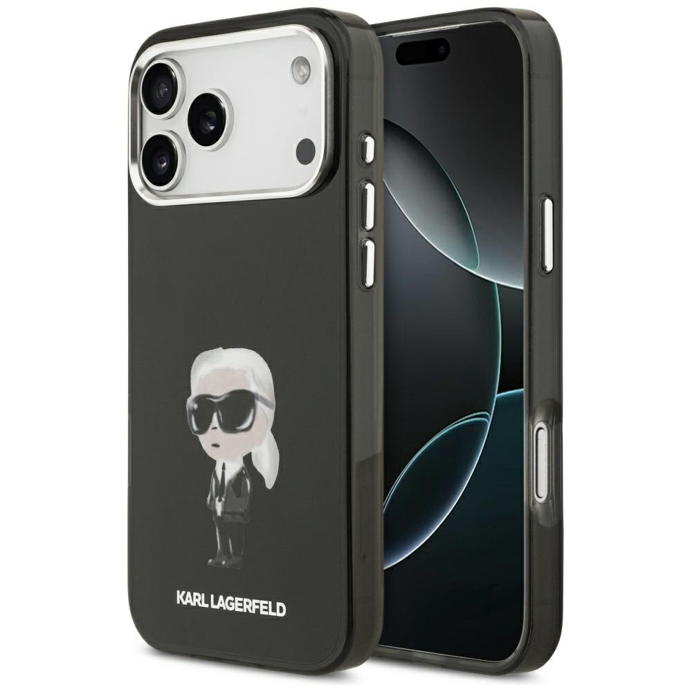 iPhone 17 Pro Max Karl Lagerfeld IML Aquarelle Karl & Logo MagSafe dėklas – juodas