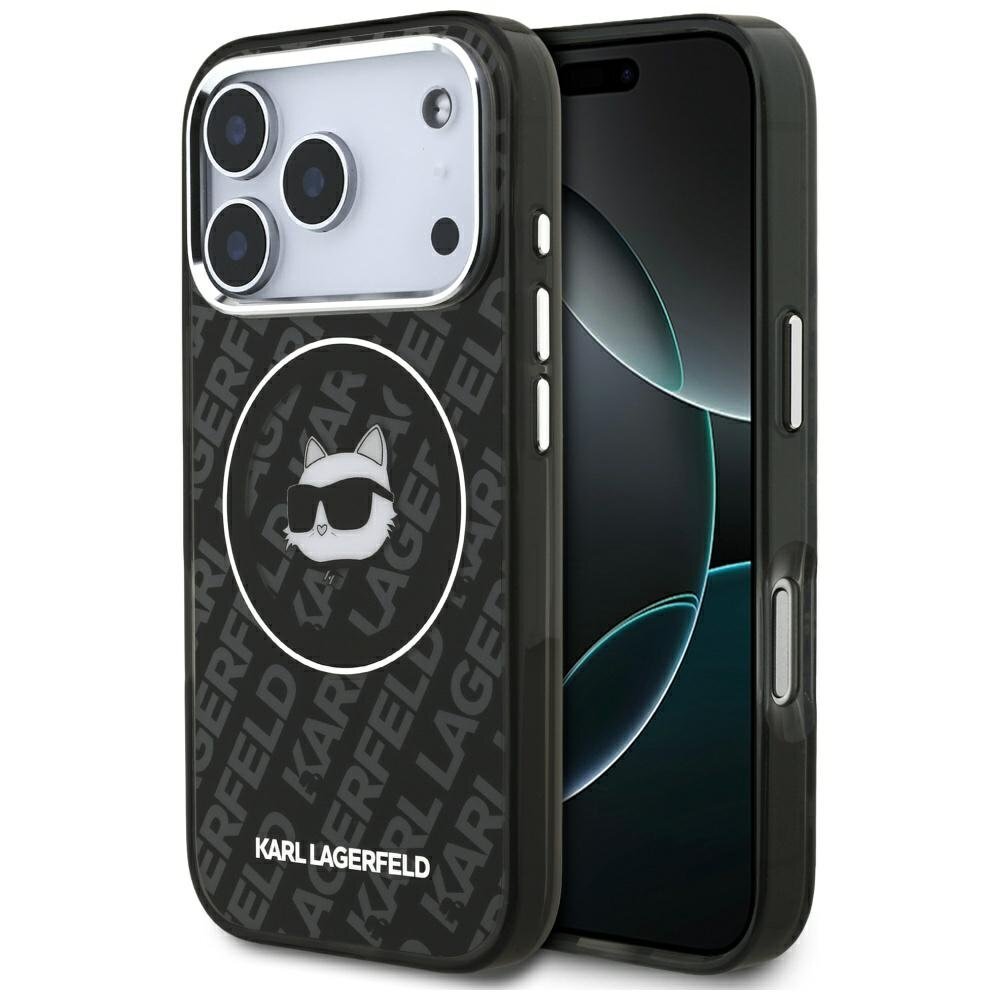 iPhone 17 Pro dėklas Karl Lagerfeld IML Choupette Head Logo, MagSafe – juodas iPhone 17 Pro dėklas Karl Lagerfeld IML Choupette Head Logo, MagSafe – juodas
