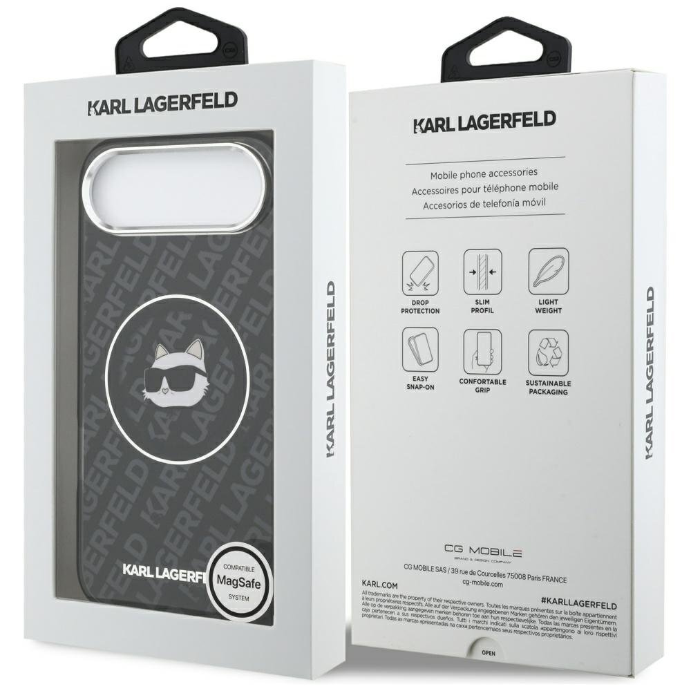iPhone Air Karl Lagerfeld IML Choupette Head Logo MagSafe dėklas – juodas 7