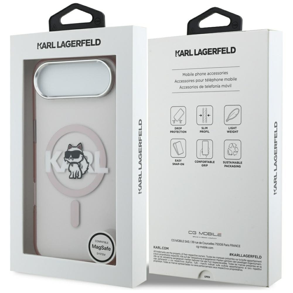 iPhone Air Karl Lagerfeld IML Choupette Sketch Logo MagSafe dėklas – rožinis 7