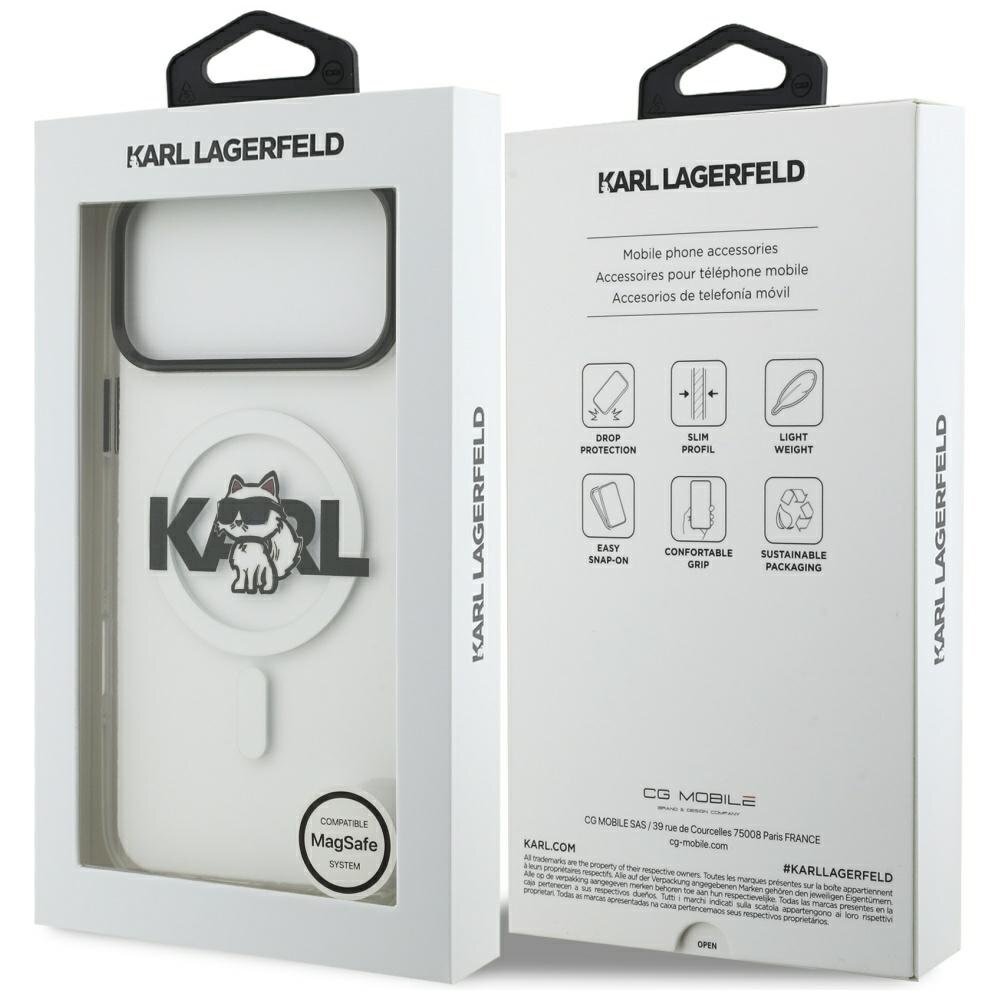 iPhone 17 Pro Max dėklas Karl Lagerfeld IML Choupette Sketch Logo su MagSafe – skaidrus 7