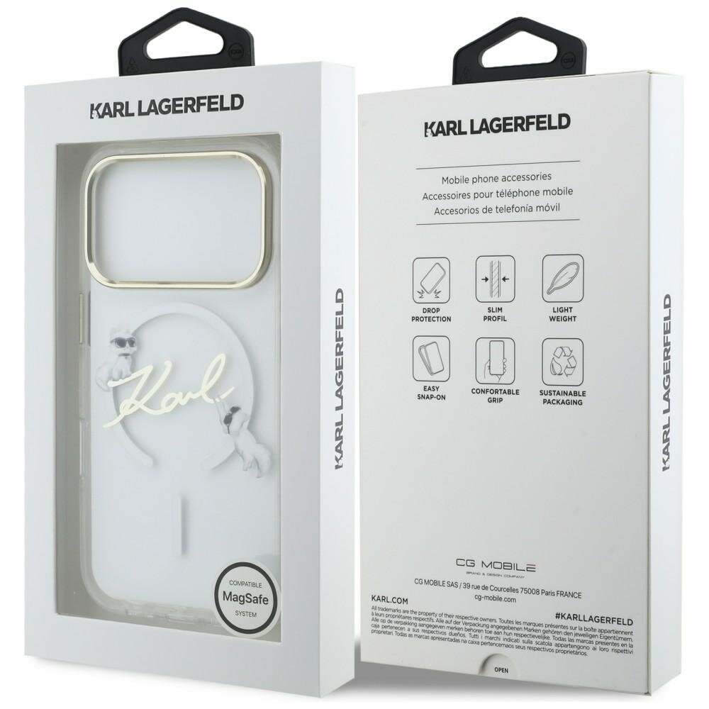 iPhone 17 Pro Karl Lagerfeld IML Choupettes Karl Script Logo MagSafe dėklas – skaidrus 7