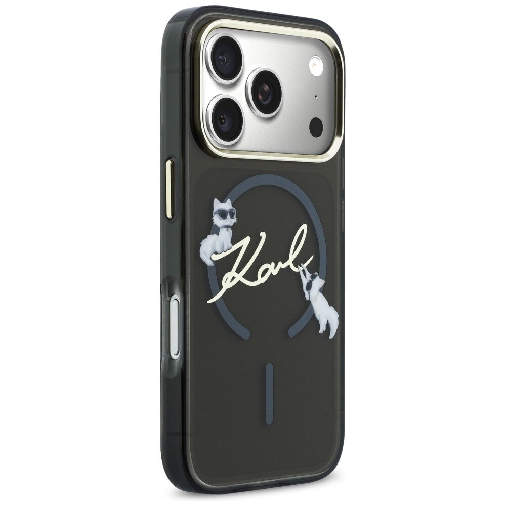 iPhone 17 Pro Max Karl Lagerfeld IML Choupettes Karl Script Logo MagSafe dėklas – juodas 3