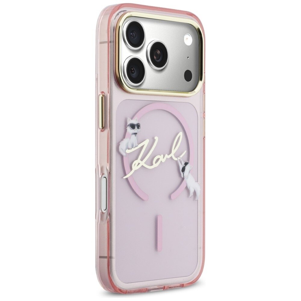 iPhone 17 Pro Max Karl Lagerfeld IML Choupettes Karl Script Logo MagSafe dėklas – rožinis 3