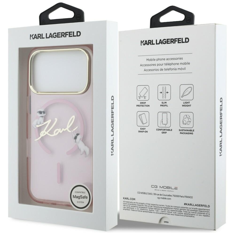 iPhone 17 Pro Karl Lagerfeld IML Choupettes Karl Script Logo MagSafe dėklas – rožinis 7