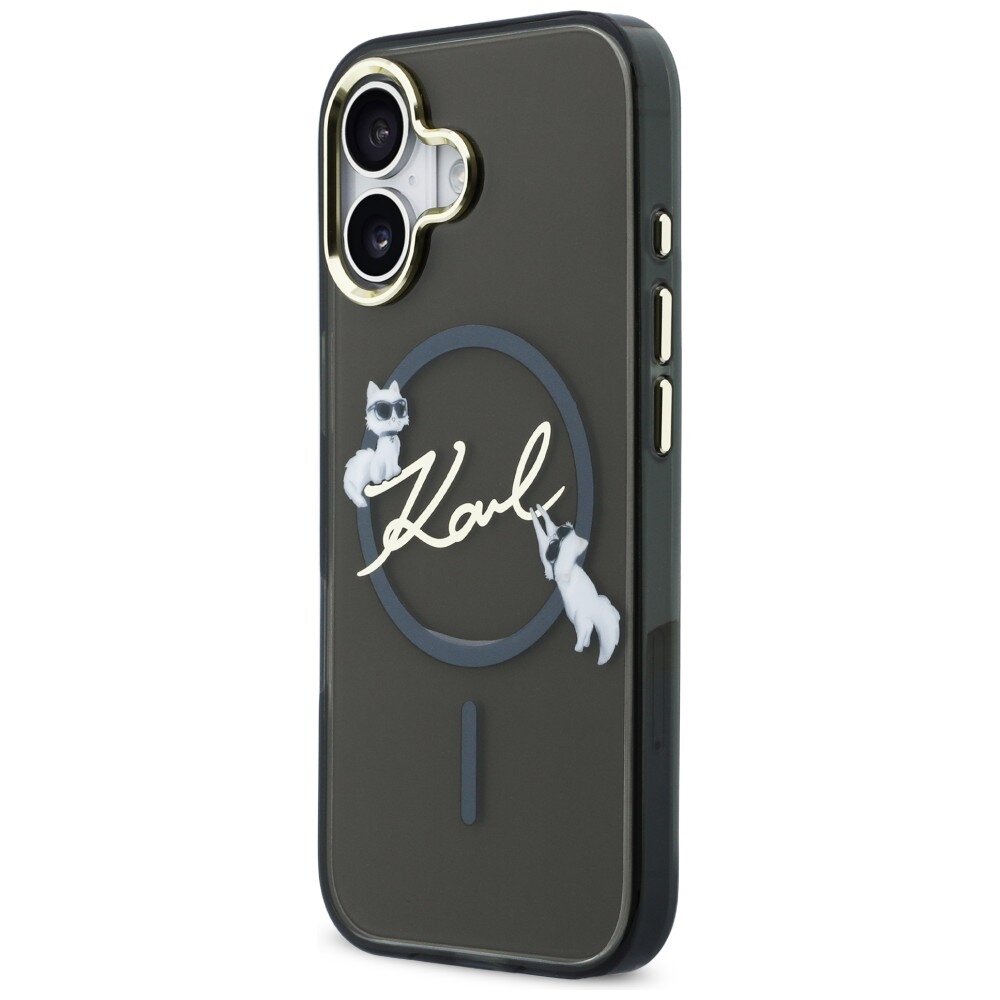 iPhone 17 Karl Lagerfeld IML Choupettes Karl Script Logo MagSafe dėklas – juodas 1