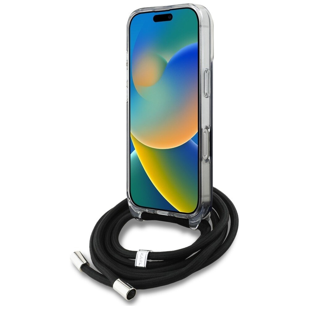 iPhone 16 Pro Karl Lagerfeld IML Crossbody Karl & Choupette Head dėklas – juodas 3