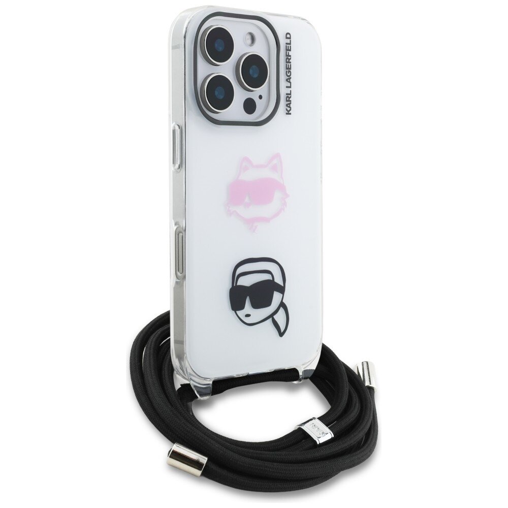 iPhone 16 Pro Max Karl Lagerfeld IML Crossbody Karl & Choupette Head dėklas – baltas 2 iPhone 16 Pro Max Karl Lagerfeld IML Crossbody Karl & Choupette Head dėklas – baltas 2
