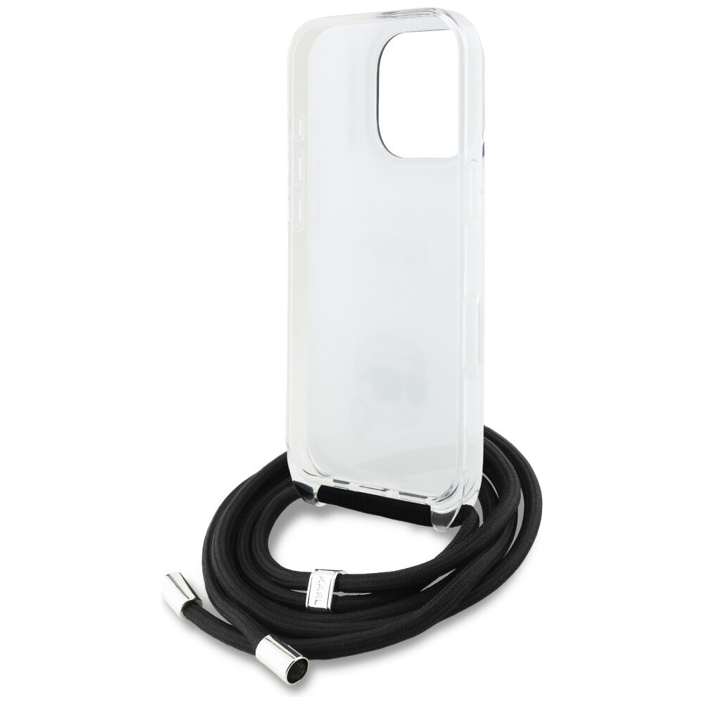 iPhone 16 Pro Max Karl Lagerfeld IML Crossbody Karl & Choupette Head dėklas – baltas 5