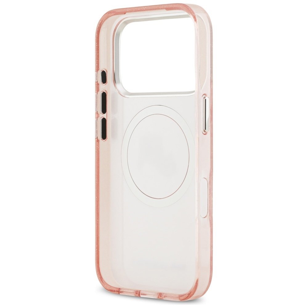 iPhone 17 Pro Karl Lagerfeld IML Glitter Karl & Choupette Heads Logo MagSafe dėklas – rožinis 6