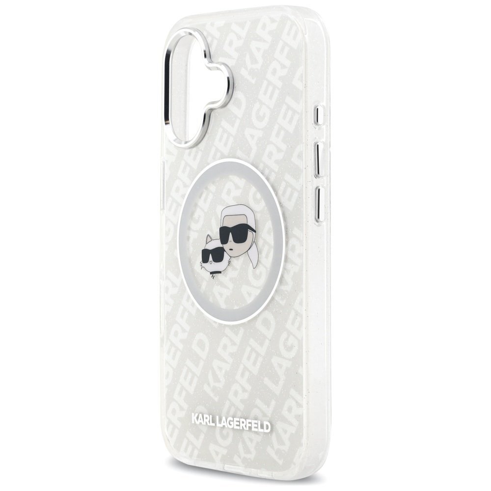 iPhone 17 Karl Lagerfeld IML Glitter Karl & Choupette Heads Logo MagSafe dėklas – pilkas 5