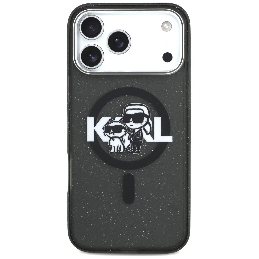 iPhone 17 Pro Max dėklas Karl Lagerfeld IML Glitter Karl & Choupette Sketch Logo, MagSafe – juodas 2 iPhone 17 Pro Max dėklas Karl Lagerfeld IML Glitter Karl & Choupette Sketch Logo, MagSafe – juodas 2