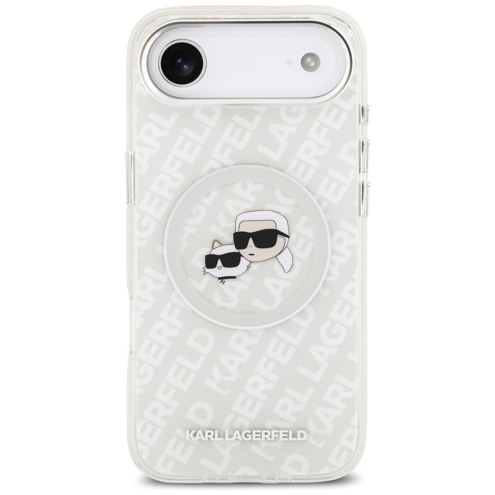 iPhone Air Karl Lagerfeld IML Glitter Karl & Choupette Heads Logo MagSafe dėklas – pilkas 2