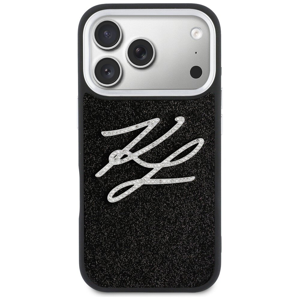 iPhone 17 Pro Karl Lagerfeld IML Glitter KL Diamond Logo dėklas – juodas 2 iPhone 17 Pro Karl Lagerfeld IML Glitter KL Diamond Logo dėklas – juodas 2