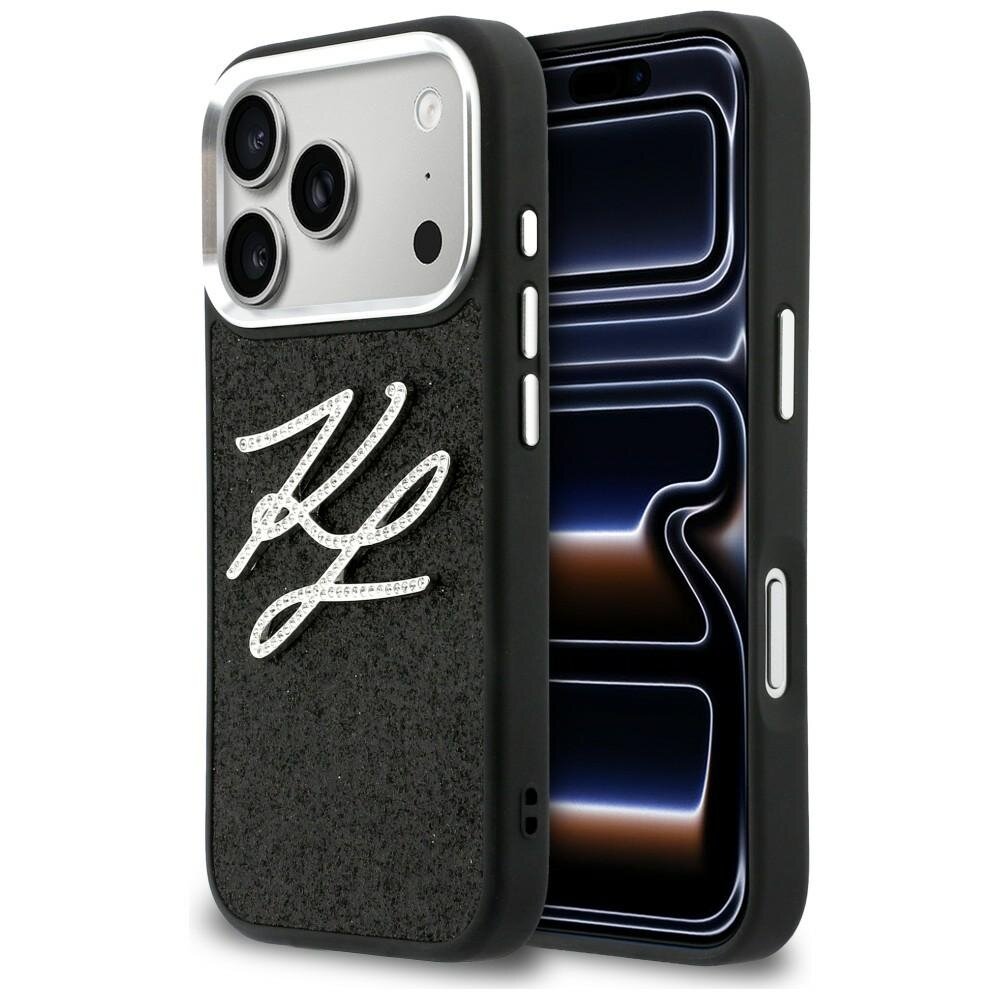 iPhone 17 Pro Karl Lagerfeld IML Glitter KL Diamond Logo dėklas – juodas iPhone 17 Pro Karl Lagerfeld IML Glitter KL Diamond Logo dėklas – juodas