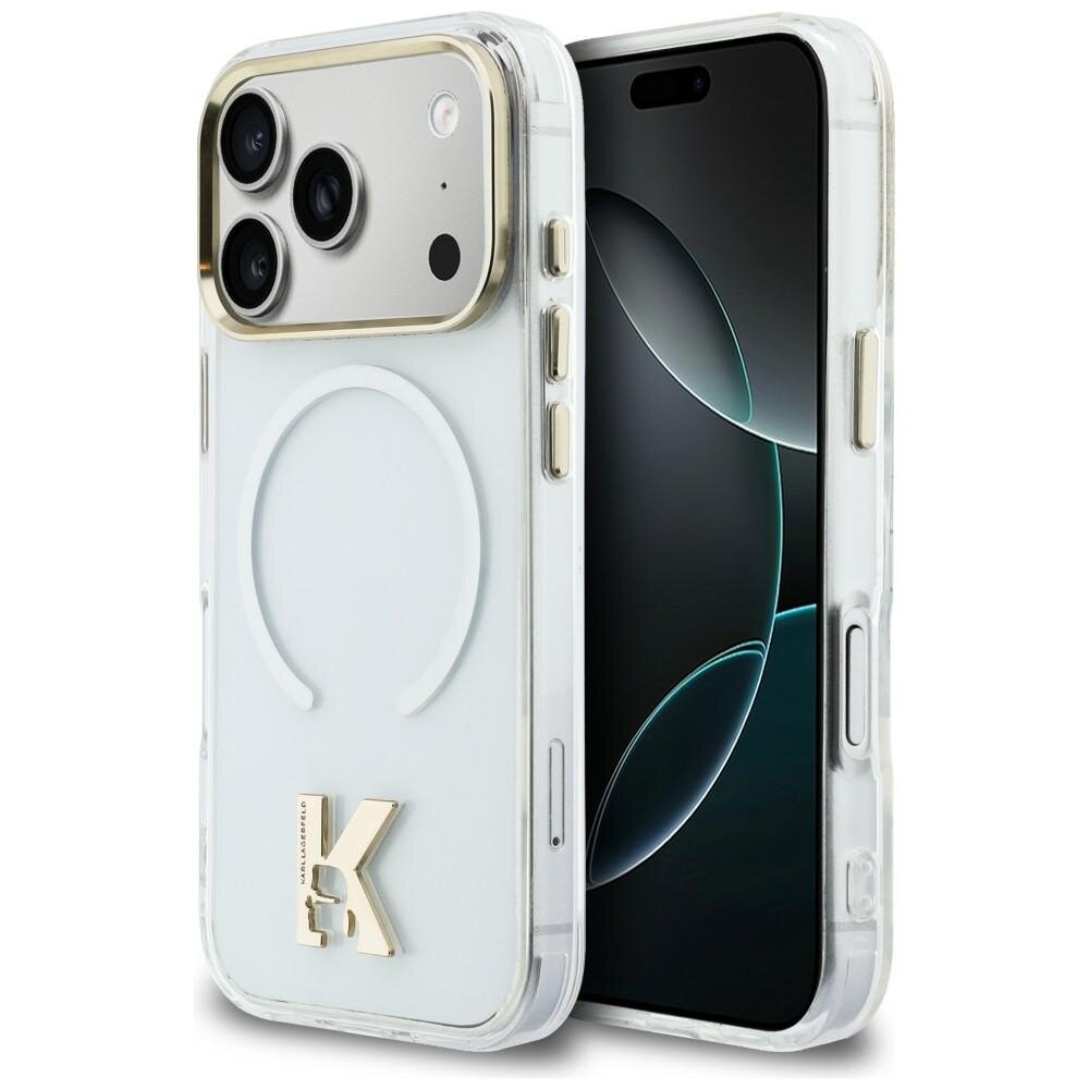 iPhone 17 Pro Max Karl Lagerfeld IML K Head Logo MagSafe dėklas – skaidrus iPhone 17 Pro Max Karl Lagerfeld IML K Head Logo MagSafe dėklas – skaidrus