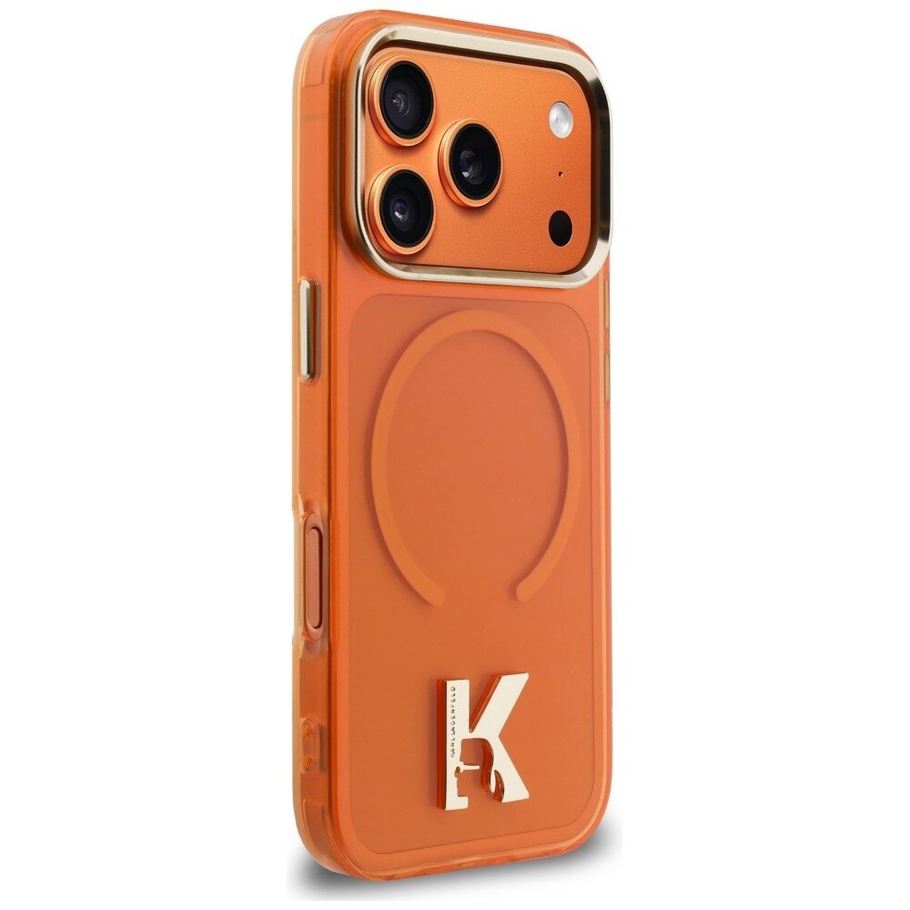 iPhone 17 Pro Karl Lagerfeld IML K Head Logo MagSafe dėklas – oranžinis 3