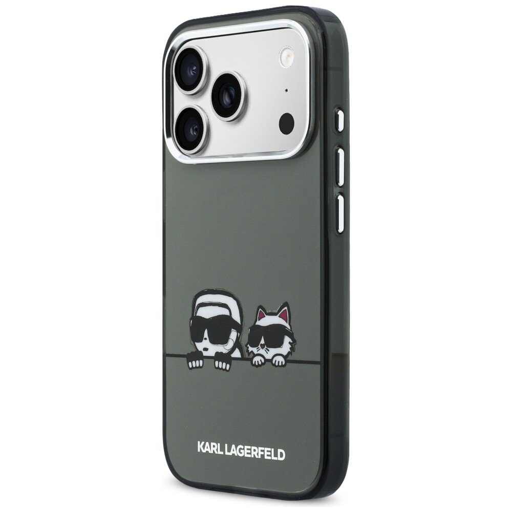 iPhone 17 Pro Karl Lagerfeld IML Karl & Choupette Peekaboo Logo MagSafe dėklas – juodas 1