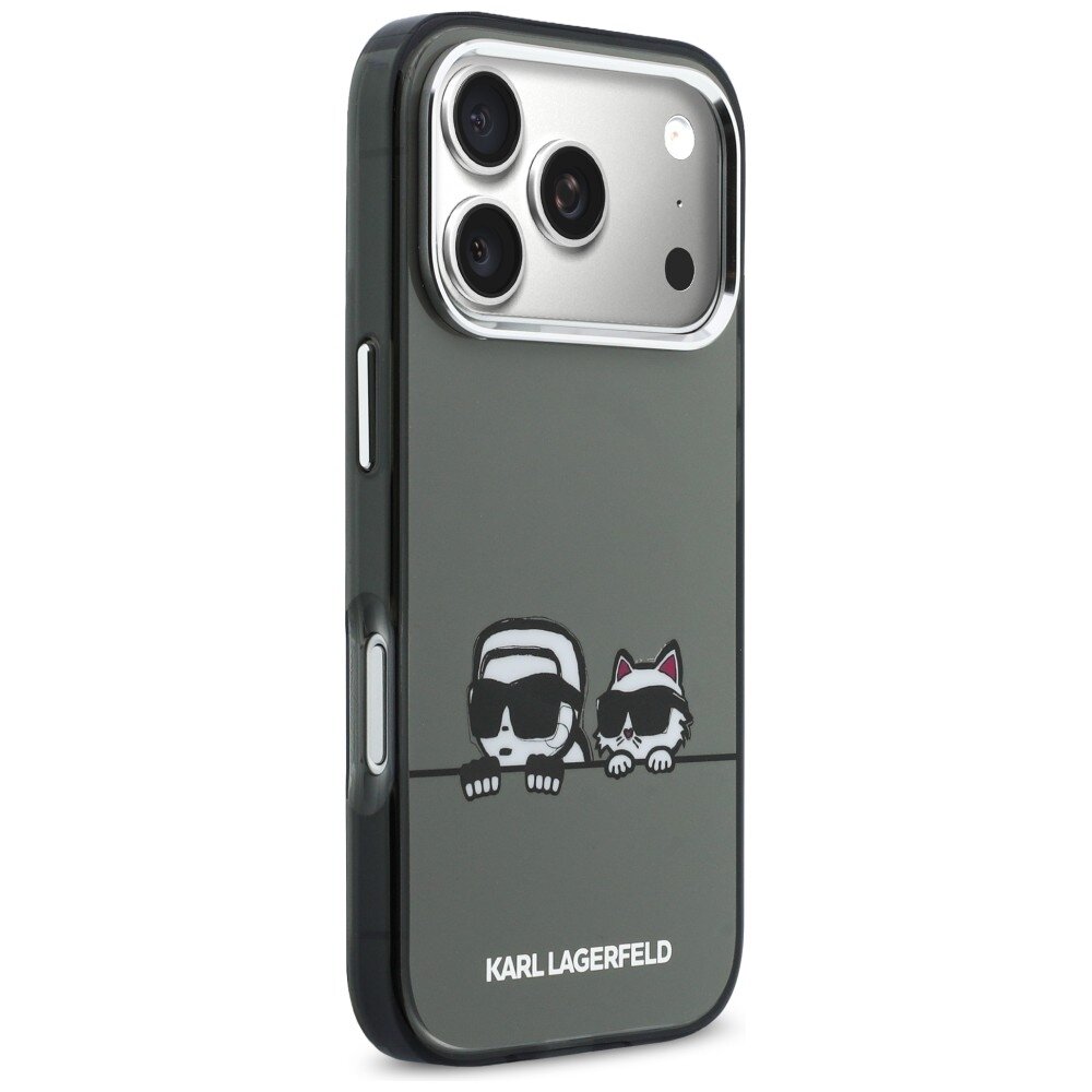 iPhone 17 Pro Max Karl Lagerfeld IML Karl & Choupette Peekaboo Logo MagSafe dėklas – juodas 3