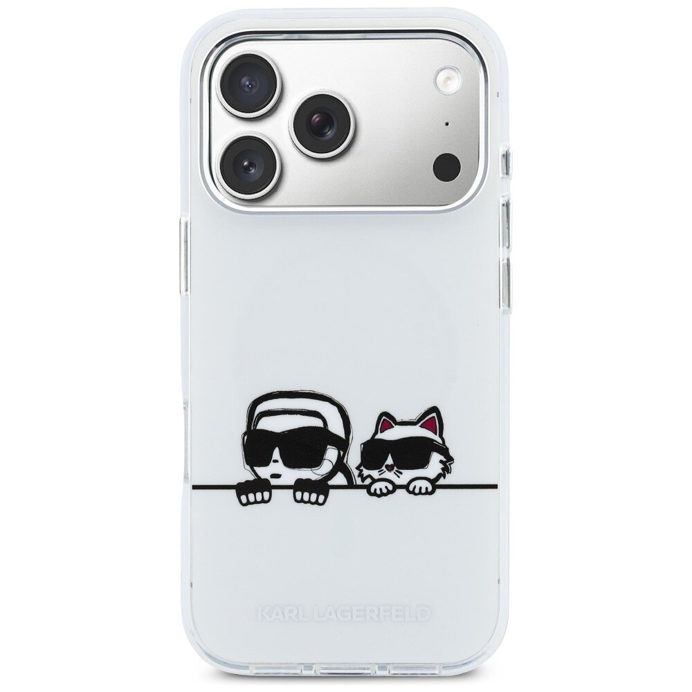 iPhone 17 Pro Max Karl Lagerfeld IML Karl & Choupette Peekaboo Logo MagSafe dėklas – baltas 2 iPhone 17 Pro Max Karl Lagerfeld IML Karl & Choupette Peekaboo Logo MagSafe dėklas – baltas 2