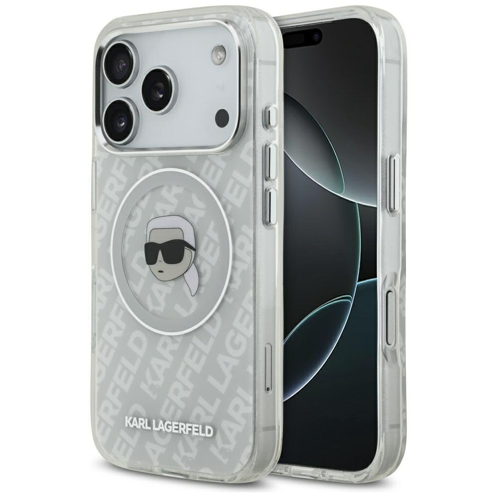 iPhone 17 Pro dėklas Karl Lagerfeld IML Karl Head Logo su MagSafe – pilkas iPhone 17 Pro dėklas Karl Lagerfeld IML Karl Head Logo su MagSafe – pilkas