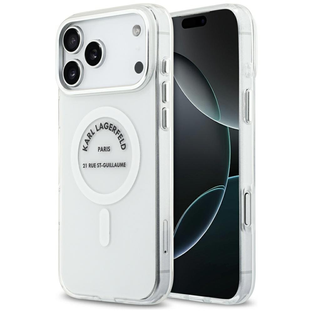 iPhone 17 Pro Max Karl Lagerfeld IML Karl RSG Logo MagSafe dėklas – skaidrus
