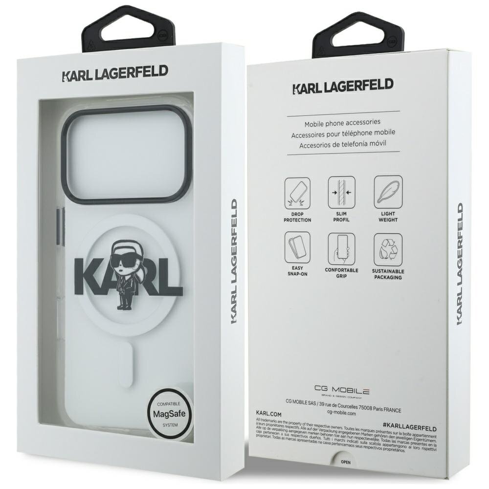 iPhone 17 Pro Karl Lagerfeld IML Karl Sketch Logo MagSafe dėklas – skaidrus 7