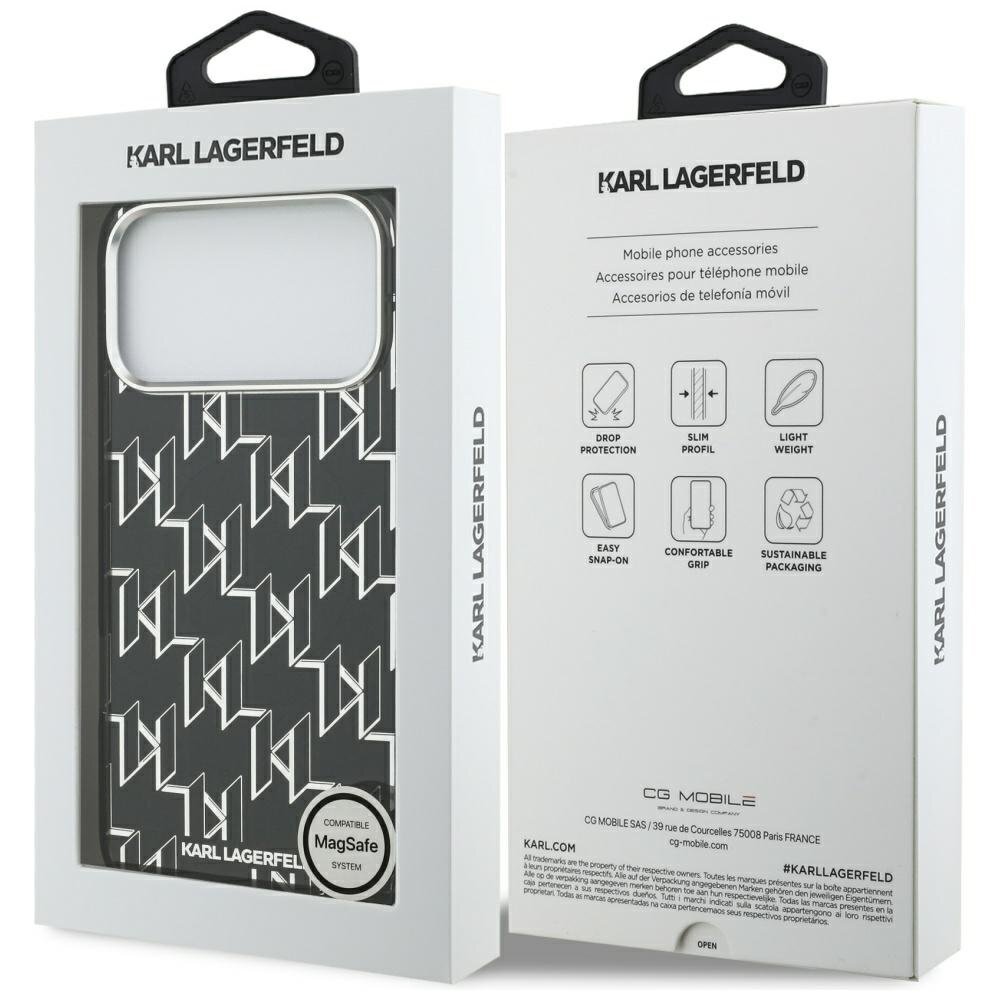 iPhone 17 Pro Max Karl Lagerfeld IML KL Monogram MagSafe dėklas – juodas 7