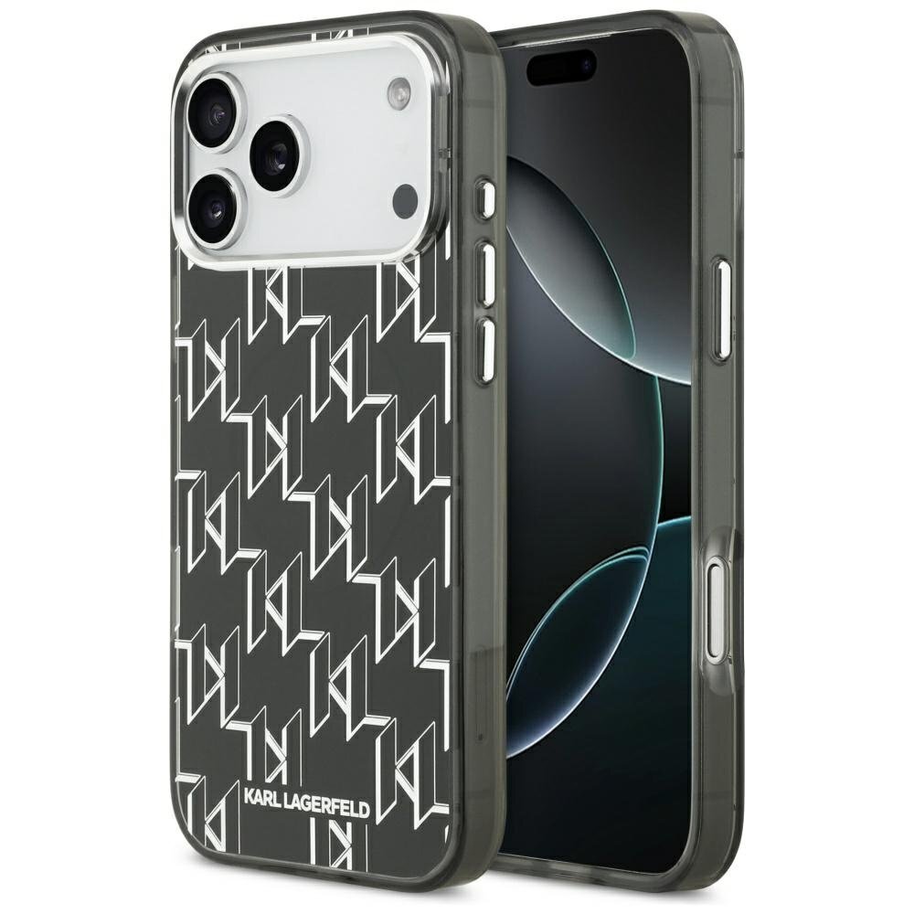 iPhone 17 Pro Max Karl Lagerfeld IML KL Monogram MagSafe dėklas – juodas