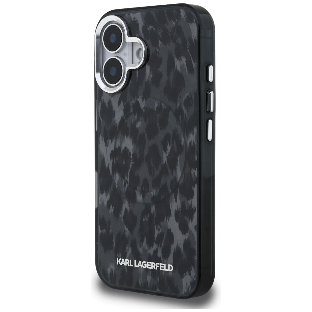 iPhone 16 Karl Lagerfeld IML Leopard Pattern MagSafe dėklas – juodas 1